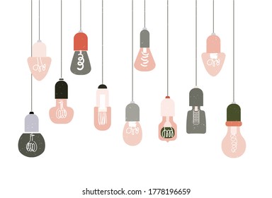 different lamp bulbs bangle  stock vector illustration