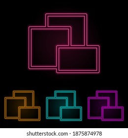 different layers color neon set. Simple thin line, outline vector of web icons for ui and ux, website or mobile application
