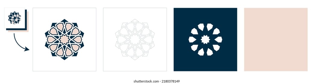 Different layers for paper cutting. Template Islamic pattern for laser cutting or paper cut. Vector illustration.