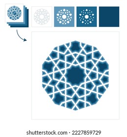 Different layers for paper cutting. Template Islamic pattern for laser cutting or paper cut. Vector illustration.