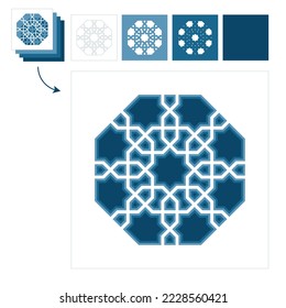 Different layers for paper cutting. Template Islamic pattern for laser cutting or paper cut. Vector illustration.