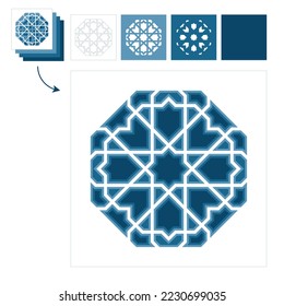 Different layers for paper cutting. Template Islamic pattern for laser cutting or paper cut. Vector illustration.