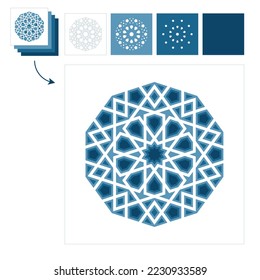 Different layers for paper cutting. Template Islamic pattern for laser cutting or paper cut. Vector illustration.