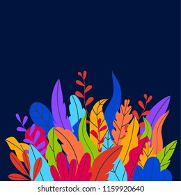 different leaves botanical border vibrant background