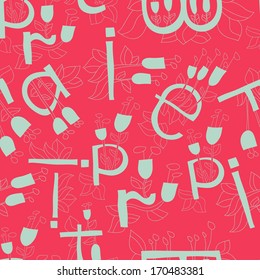 Different letters of the English language. Pattern can be used for wallpaper pattern fills surface textures. Vector backgrounds with coral  shades. 