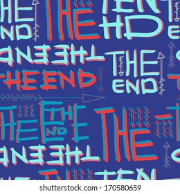 Different letters of the English language. Pattern can be used for wallpaper pattern fills surface textures. The word end.Vector backgrounds.