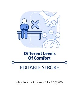 Different levels of comfort light blue concept icon. Issue within LGBT couples abstract idea thin line illustration. Isolated outline drawing. Editable stroke. Arial, Myriad Pro-Bold fonts used