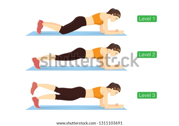 Different Levels Difficulty Doing Plank Exercise Stock Vector (Royalty ...