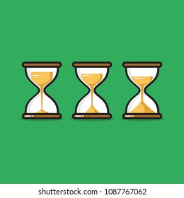 Different Levels of Hour Glass Sand Timer Flat Style Vector Illustration