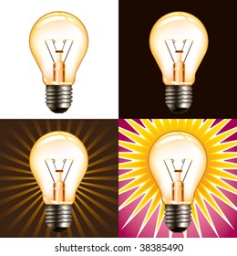 Different light bulb backgrounds. Vector illustration.