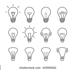 Different light bulb isolated on white vector illustration set. Light lamps icon collection