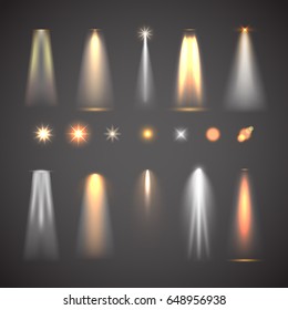 Different light effect elements. Bright lights vector collection
