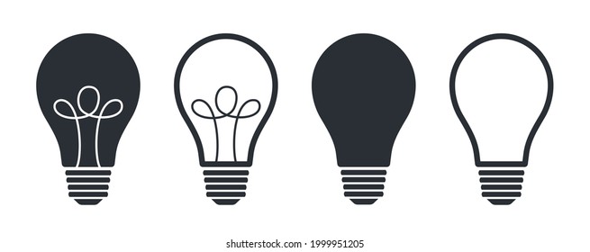 Diferentes símbolos de bombilla luminosa ilustración iconos vectores
