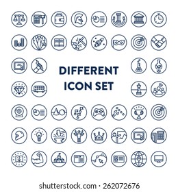 Different line icon set. 40+ thin trend icons.