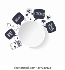 Different line style icon. Technology, digital world, rocket launch, sms bubbles, earth, smart phone, live stream, e-mail, text stickers. Vector illustration
