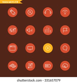 Different line style icons collection. Mobile or web application pictograms 