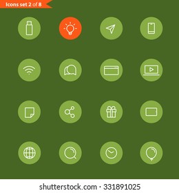 Different line style icons collection. Mobile or web application pictograms 