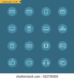 Sammlung unterschiedlicher Zeilenstile. Piktogramme für mobile oder Web-Anwendungen 