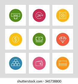 Different line style icons on circles. Application pictograms collection