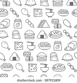 Different line style icons seamless pattern, icons set, Food