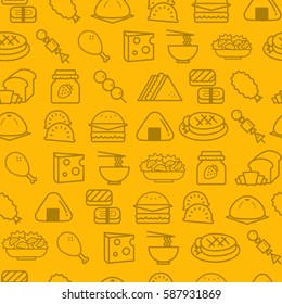 Different line style icons seamless pattern, icons set, Food