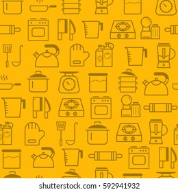 Different line style icons seamless pattern, icons set, Kitchen