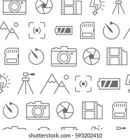 Different line style icons seamless pattern, icons set, Camera