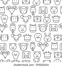 Different line style icons seamless pattern, icons set, Zodiac