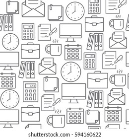 Different line style icons seamless pattern, icons set, Office