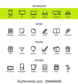 Conjunto de iconos de estilo de línea diferente