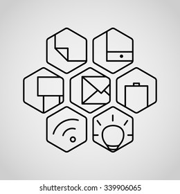 Different lineart icons set. Appication or web interface icons collection