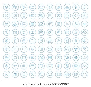 Different lineart style icons vector collection in circles