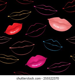 Different lip shapes types. Seamless pattern. Vector illustration.