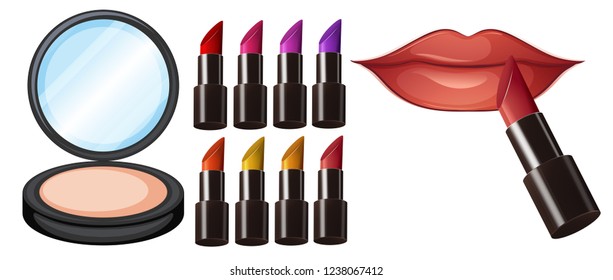 Different lipstick colour make up illustration