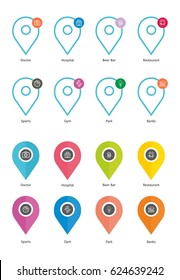 Different Location icons isolated