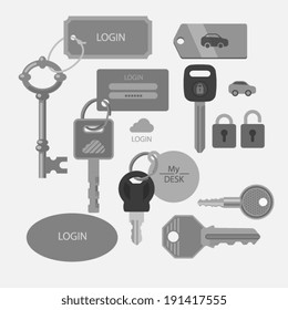 different lock keys icons