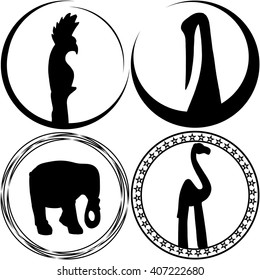 different logos with animal on white background