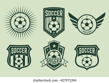 different logos and icons soccer teams,Vintage football sign on field, vector illustration of football, football game, retro football, logo, football, soccer, icon soccer,emblema football team