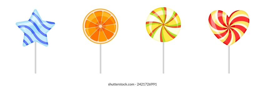 Different Lollipop and Candy of Various Taste and Flavor Vector Set