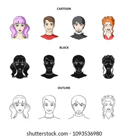 Different looks of young people.Avatar and face set collection icons in cartoon,black,outline style vector symbol stock illustration web.
