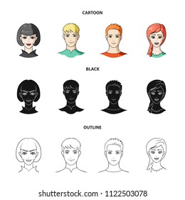 Different looks of young people.Avatar and face set collection icons in cartoon,black,outline style vector symbol stock illustration web.