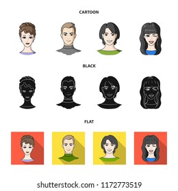 Different looks of young people.Avatar and face set collection icons in cartoon,black,flat style vector symbol stock illustration web.