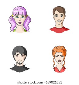 Different looks of young people.Avatar and face set collection icons in cartoon style vector symbol stock illustration web.