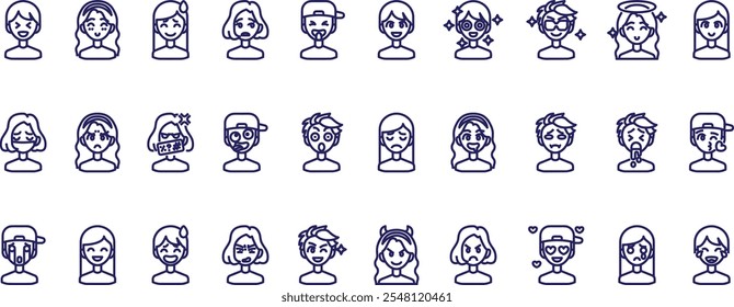 Different male emotions set. Vector character funny.