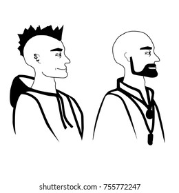 Different male profiles. Man's style