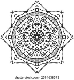 Different Mandala Create With Combined Color Black and White 