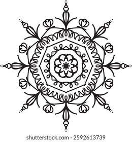 Different Mandala Design Create With Combined Color Black and White