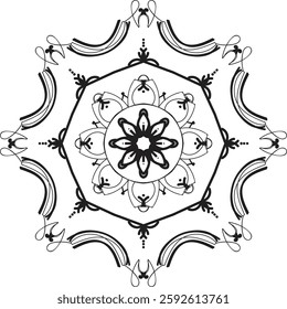 Different Mandala Design Create With Combined Color Black and White
