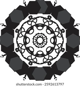 Different Mandala Design Create With Combined Color Black and White