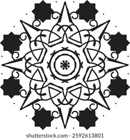 Different Mandala Design Create With Combined Color Black and White